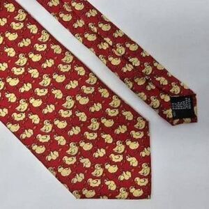 ANTICHE SETERIE FIORENTINE ITALY RED YELLOW BABY DUCKS PATTERN SMOOTH 3.75"